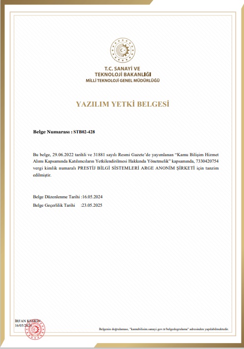 YAZILIM YETKİ BELGESİ
